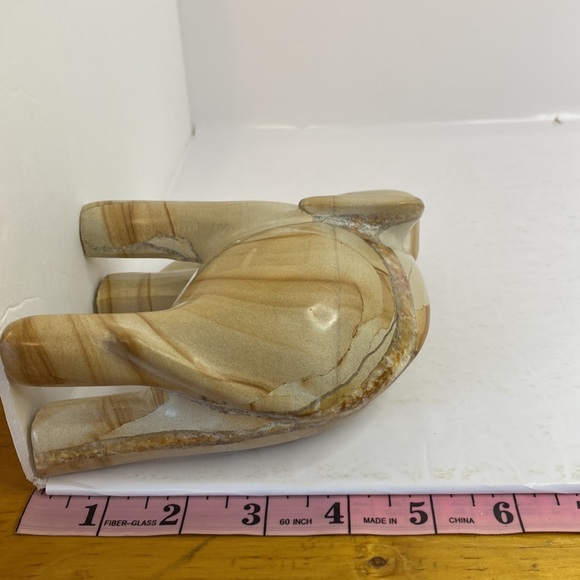 Marble Elephant Statue 5 1/2” Tall Cream Brown - Picture 10 of 12